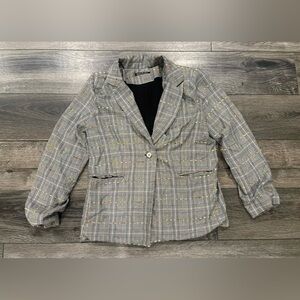 Classic Gray Plaid Women's Blazer